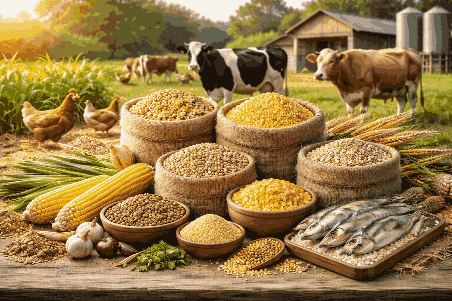 Animal cattle feed grains